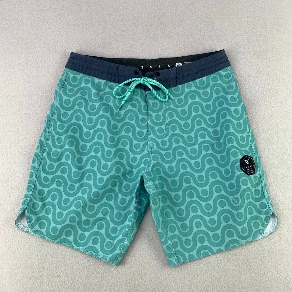 Vissla Board Shorts Mens 30 Blue Surf Bermuda Stretch Swim Beach